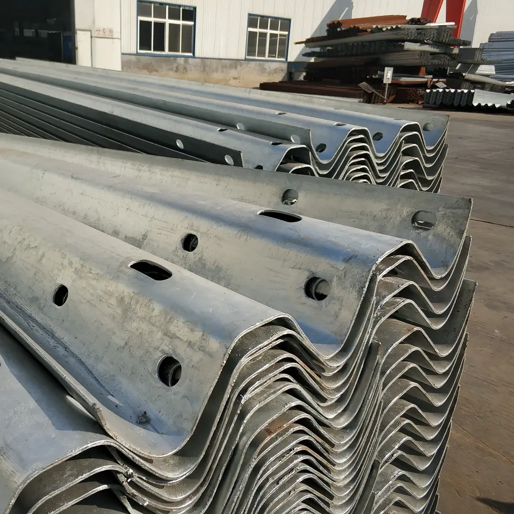 thrie beam highway guardrail